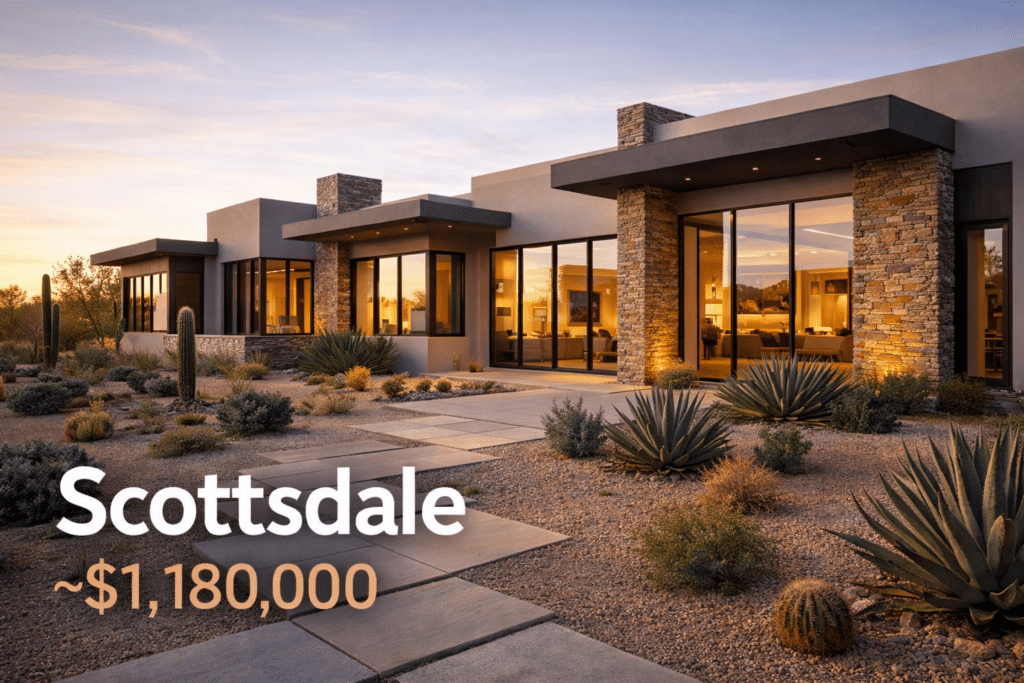Luxury home in Scottsdale at sunset
