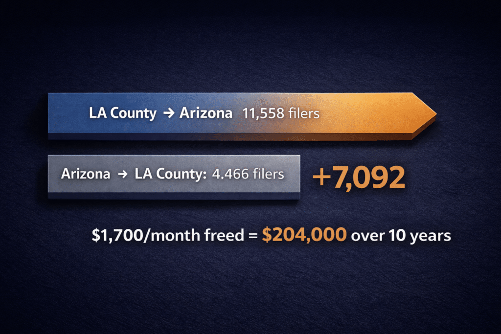 Migration trends between LA and Arizona