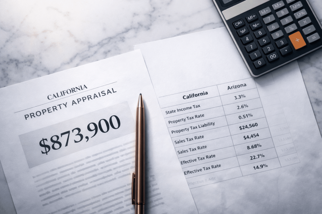 Property appraisal and tax comparison document