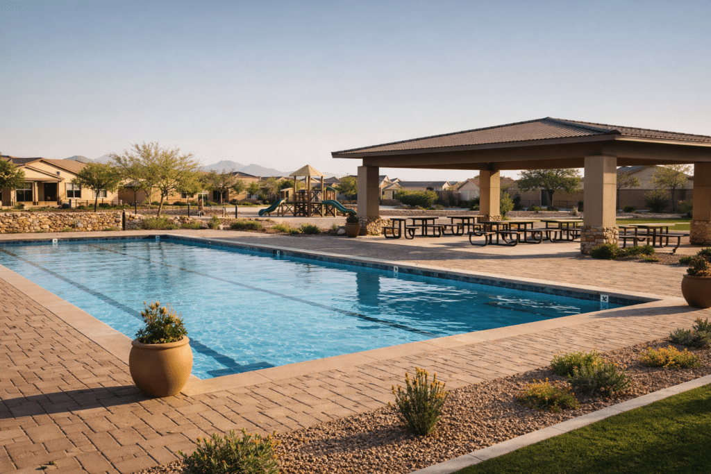 Gilbert Arizona HOA community pool ramada park amenities master-planned community infrastructure East Valley destination guide California relocation equity