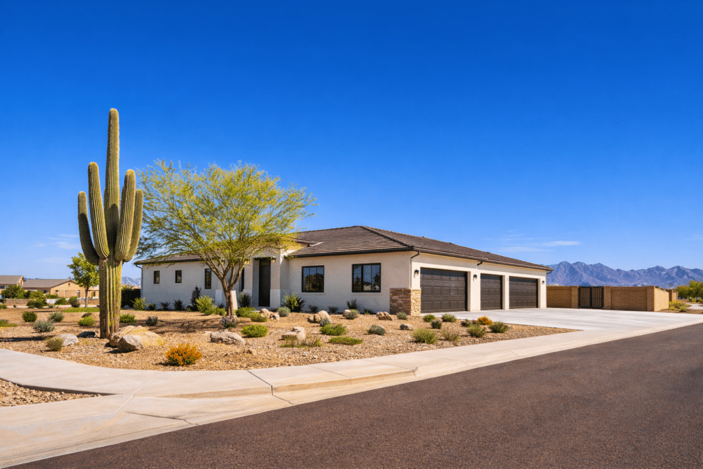 Surprise Goodyear Arizona West Valley large lot corner home xeriscape saguaro mountain view blue sky wide setback Riverside equity destination guide