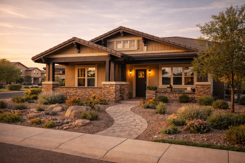 Golden hour at a craftsman bungalow